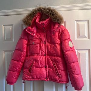 Authentic Moncler Puffer Jacket with Fur Trimmed  Detachable Hood 4/XL
